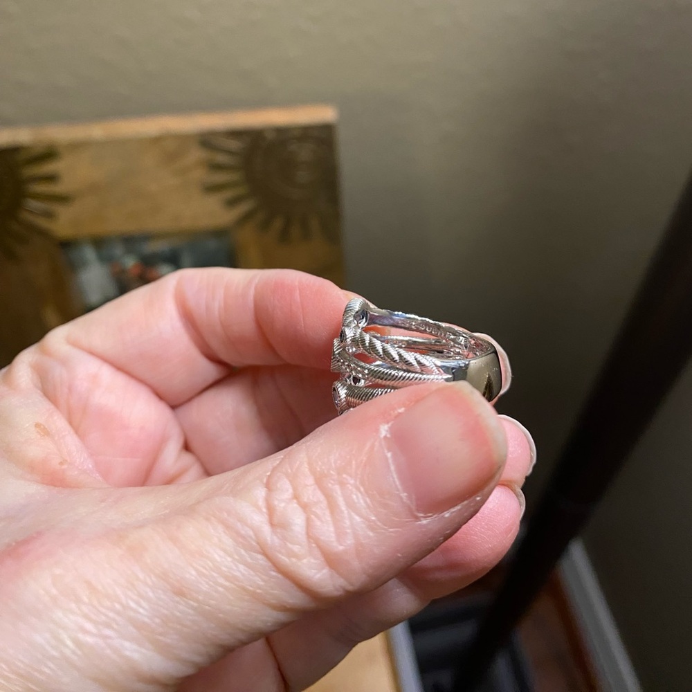 Judith Ripka Sterling blue topaz and CZs gems Ring - Picture 3 of 3